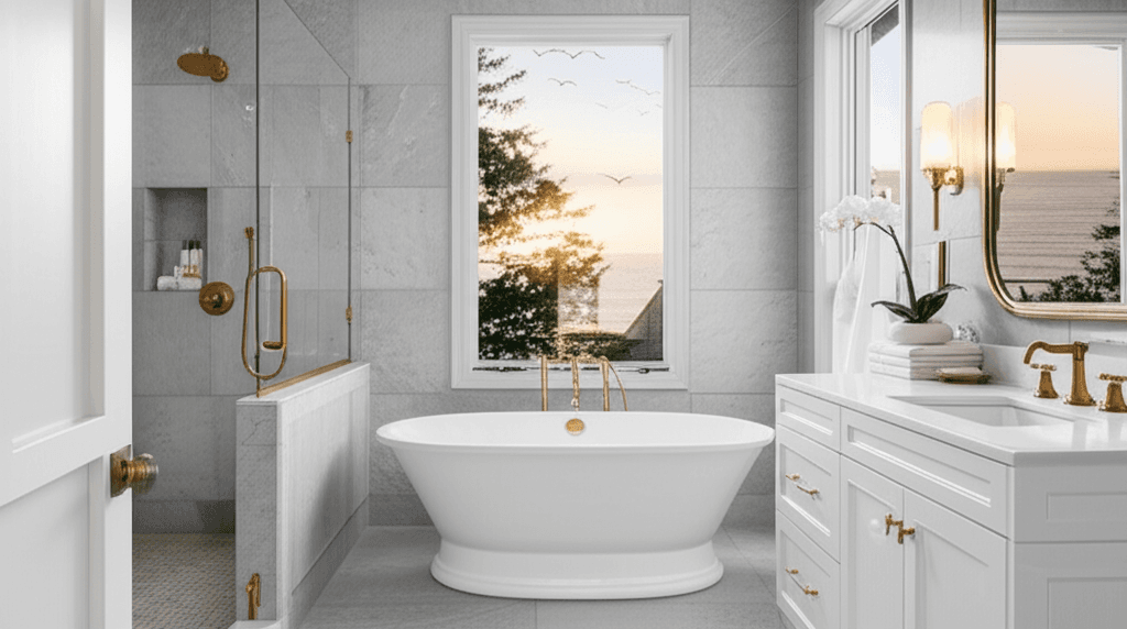 Luxury bathroom remodel with modern fixtures